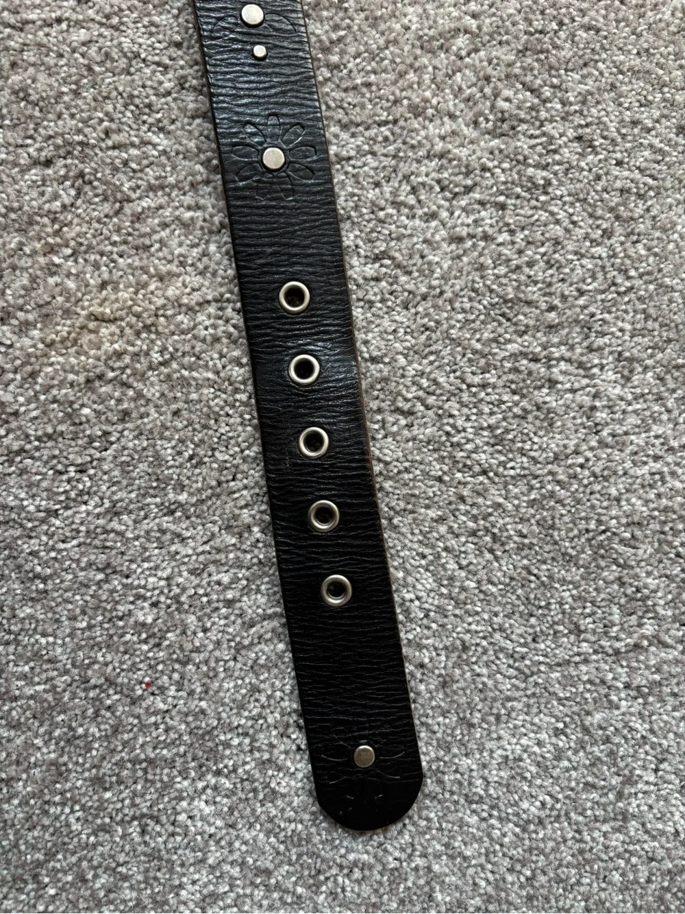Fossil Leather Floral Studded Belt - Black